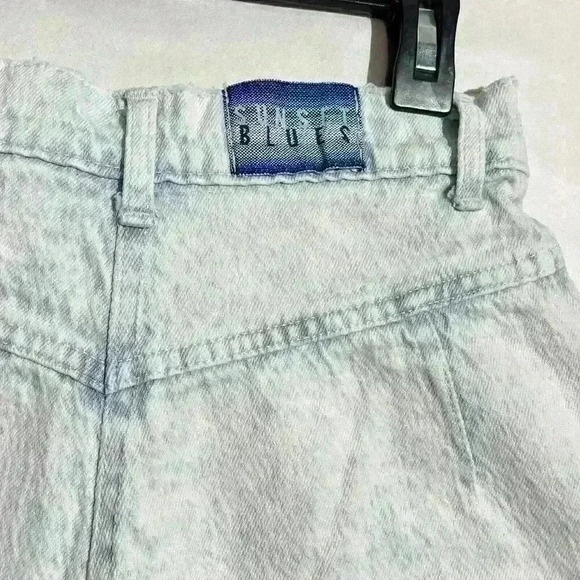 Vintage 80s Jean Shorts Pleated Blue Light Wash 24” Waist Bermuda Sunset Blues - Picture 4 of 11